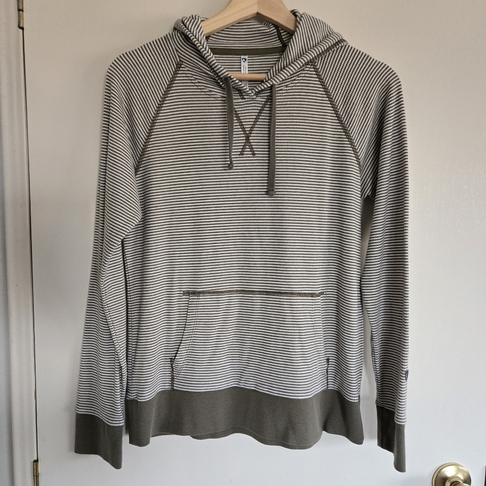 Kuhl Striped Green and White Hoodie Women's S